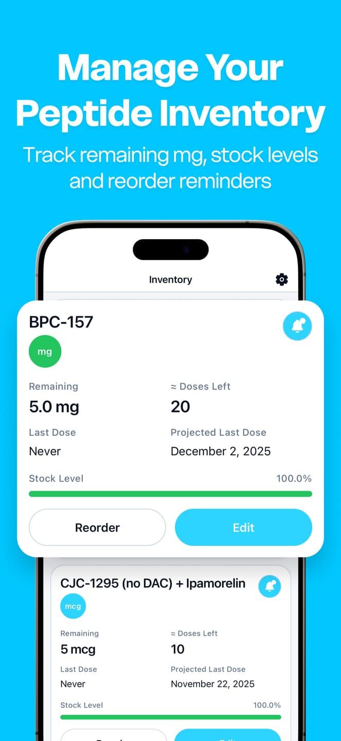 Inventory levels in the Peptide Library app