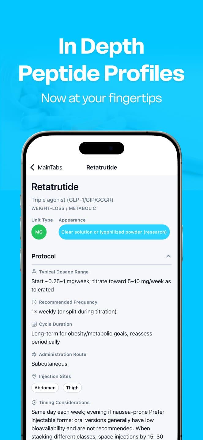 A peptide profile in the Peptide Library app