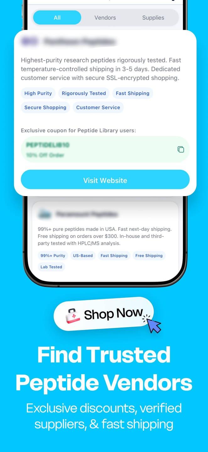 Vendor offers compared in the Peptide Library app