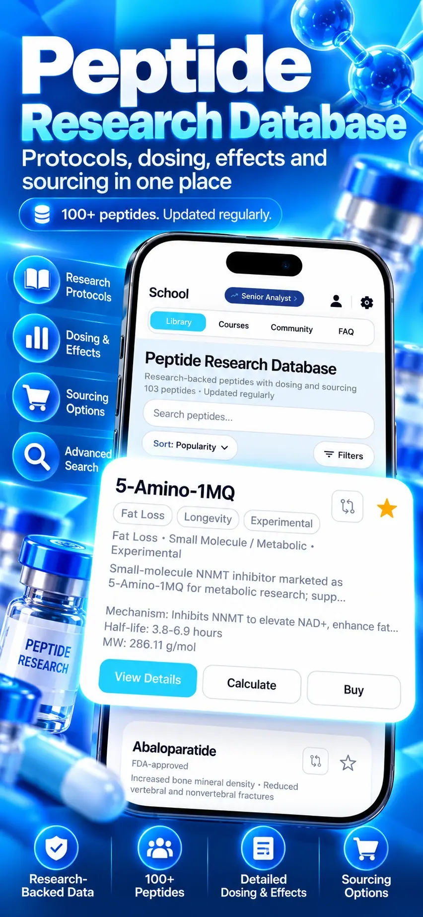 The searchable peptide database in the Peptide Library app