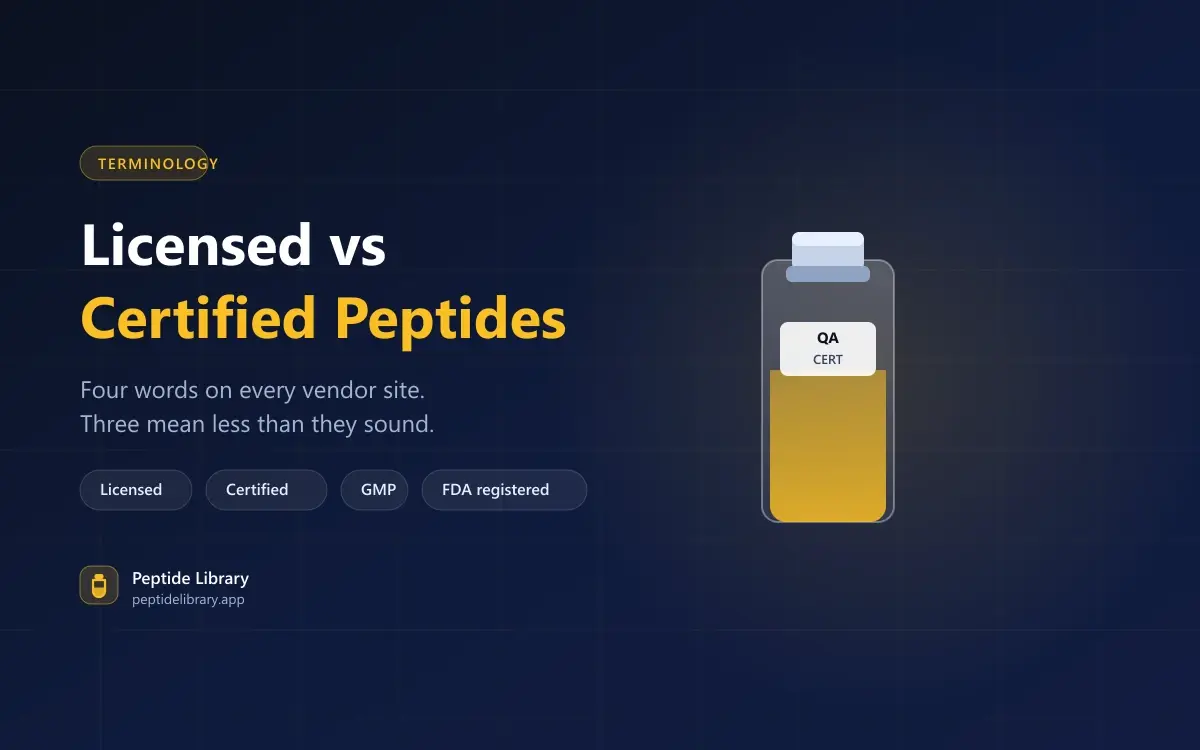 Licensed vs Certified Peptides: What Those Words Actually Mean — Peptide Library research guide