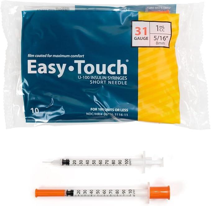 Easy Touch 100 unit 31ga 5/16″ needle 10 pack